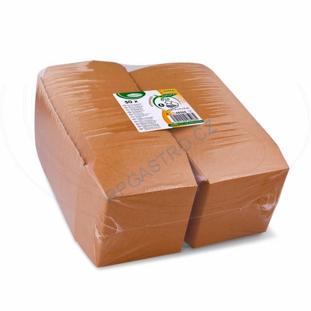 Burger boxy (PAP FSC Mix) nepromastitelné kraft 110 x 110 x 90 mm [50 ks] (48506)