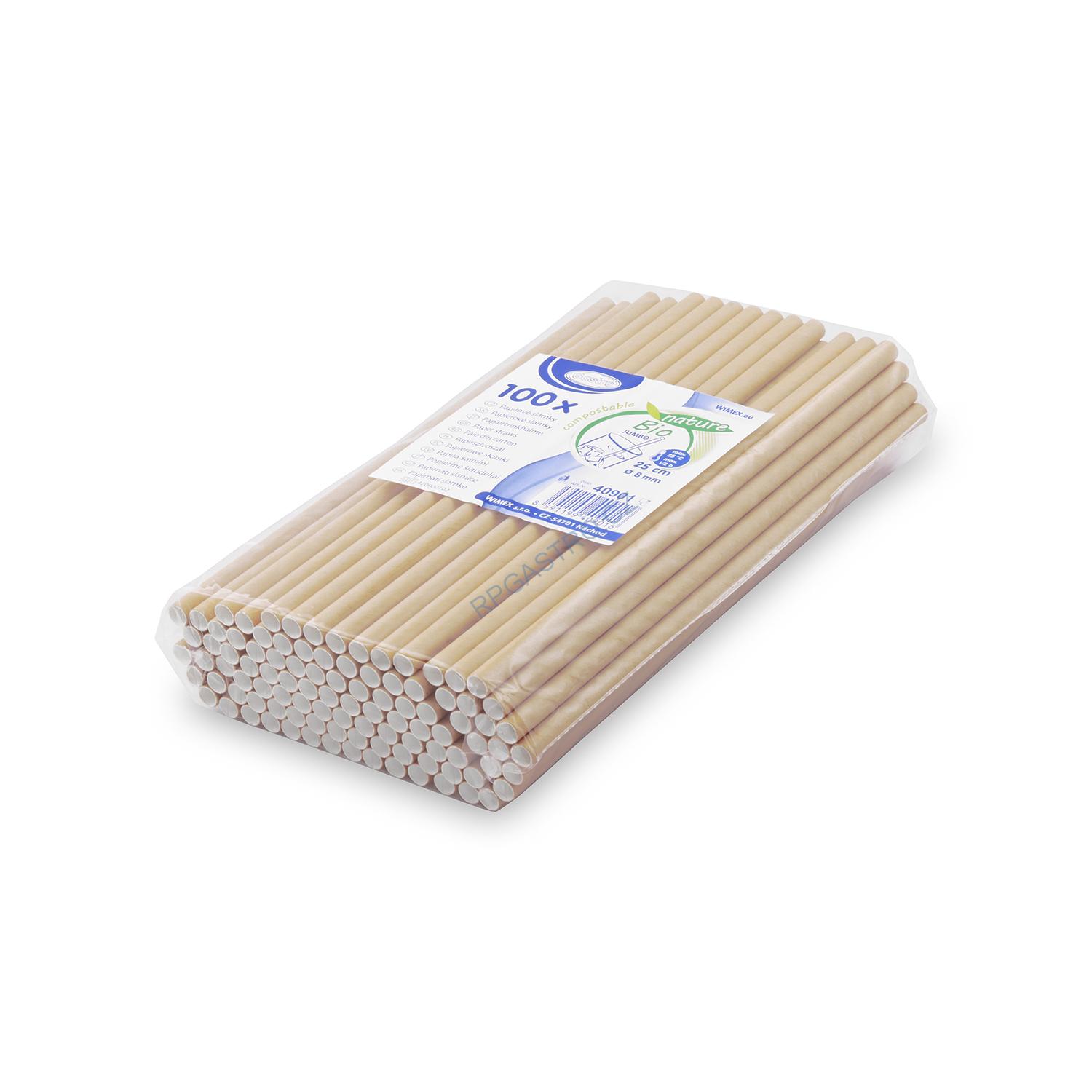 Slámky černé JUMBO bio-kompozit, pr. 8 mm x 14 cm, [100 ks] (40319 - 8B)