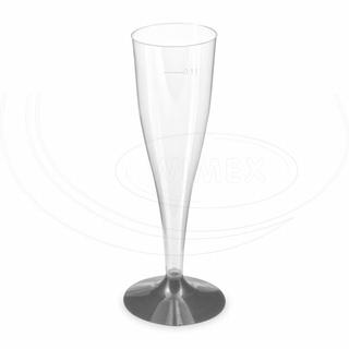 NEPOSÍLÁME -Pohárek na sekt 0,1 l s černou nožkou [20 ks] Pouze osobní odběr (73162)