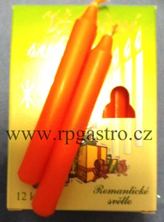 Vánoční svíčky na stromeček / do lampiónů oranžové 12 ks (DKO) 2B,C , E5