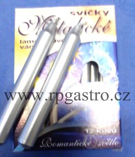 Vánoční svíčky na stromeček / do lampiónů metalické stříbrné 12 ks (DKMS) 2B,C , E5