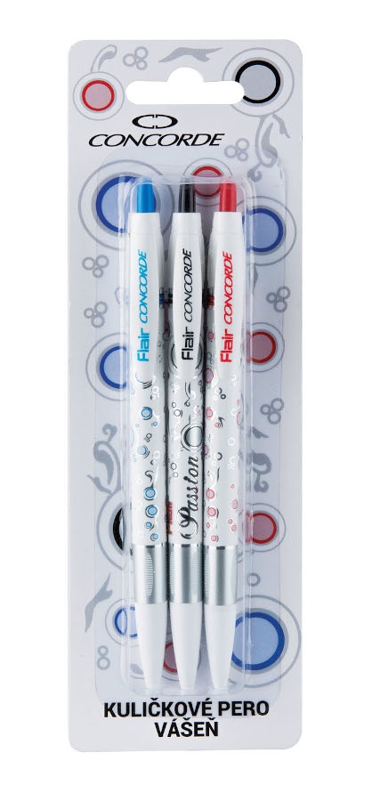 Kuličkové pero CONCORDE Vášeň 3ks, blistr - CH1C