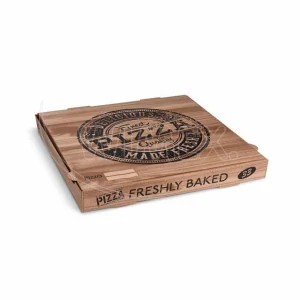 Krabice na pizzu (mikrovlnitá lepenka) kraft 33 x 33 x 4 cm [100 ks] (71833)