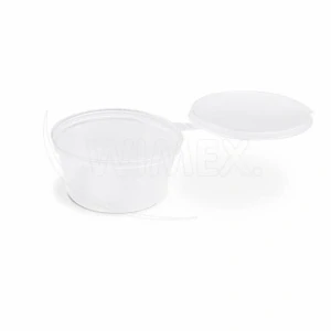 Dresinková miska (PP) s integrovaným víčkem průhledná Ø70mm 80ml [50 ks] (74908)