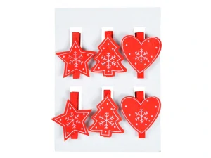 Kolíček dřevěný červený 6 ks / 4,8 cm XC-201702A