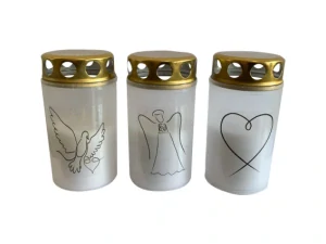 Svíčka "Vatikánka" bílá s potiskem velká s víčkem [1 ks] (B0053 - CH7C)