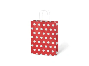 Papírová taška dárková vel.S 150x210x80 mm červená s bílými puntíky (5251325.1)