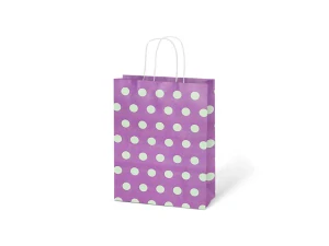 Papírová taška dárková vel.S 150x210x80 mm fialová s bílými puntíky (5251325.3)