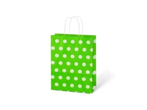  Papírová taška dárková vel.M 210x270x110 mm zelená s bílými puntíky (5251326.2)
