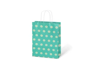 Papírová taška dárková vel.L 245x310x105 mm světle zelená s bílými puntíky (5251327.4)