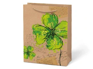 Papírová taška dárková vel.M KRAFT motiv čtyřlístek  190x250x90 mm (5251454.4)