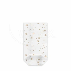 Sáček čirý (OPP) s křížovým dnem Hvězdy zlaté 9,5 x 16 + 4 cm [100 ks] (93109)