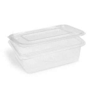 Miska hranatá průhledná s integrovaným víčkem 1500 ml (rPET) [50 ks] (77715 )