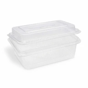 Miska hranatá průhledná s vypouklým víčkem 1500 ml + 450 ml (rPET) [50 ks] (77716)