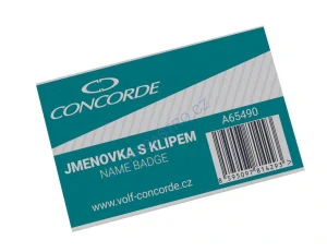 Jmenovka CONCORDE s klipem a špendlíkem 6 x 9 cm A65490, 1 ks