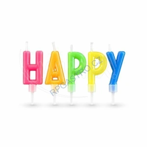 Set svíček na špejli "HAPPY BIRTHDAY" 65mm [1 sada]  (37180)
