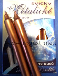 Vánoční svíčky na stromeček / do lampiónů metalické měděné 12 ks (DKMM) 2B,C , E5