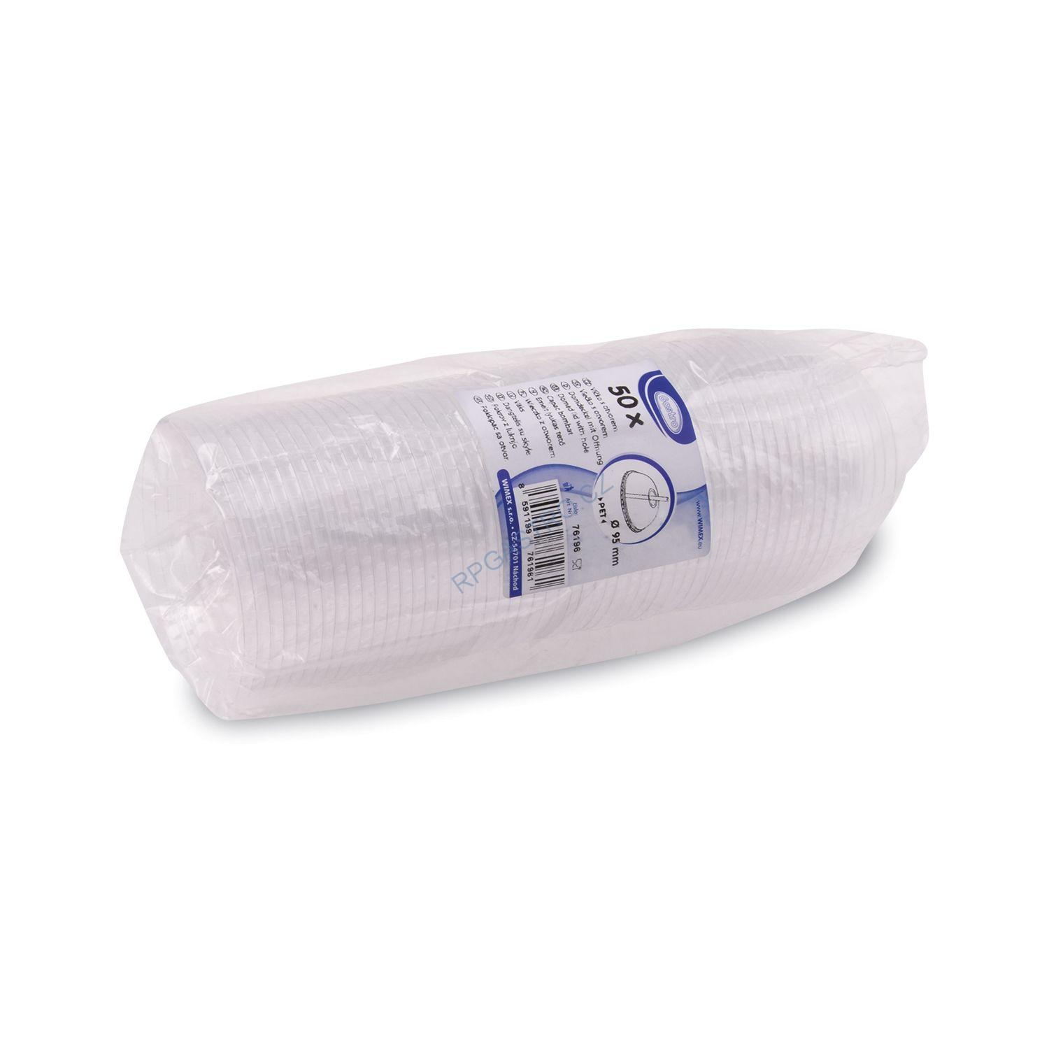 Víčko vypouklé s otvorem pro PET kelímky Ø 95 mm [50 ks] (76196 - E64)