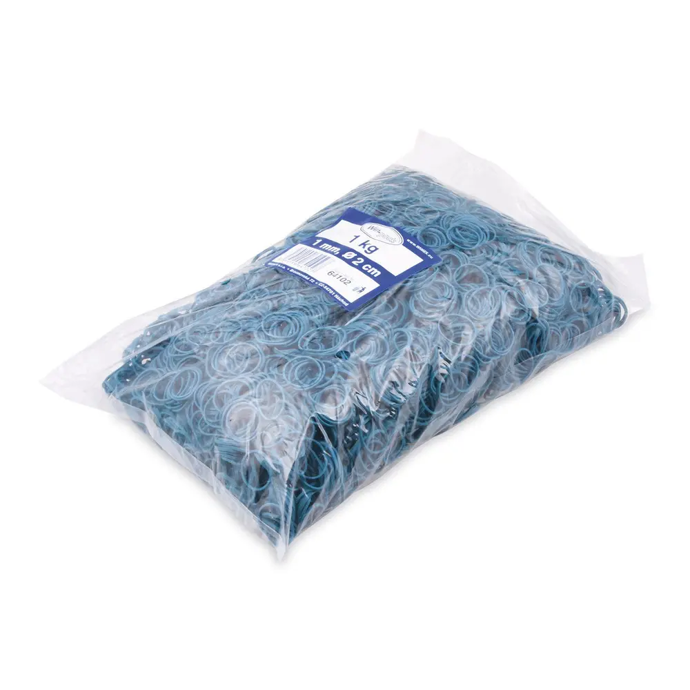 Gumičky modré slabé (1 mm, Ø 2 cm) [1 kg] (64102)