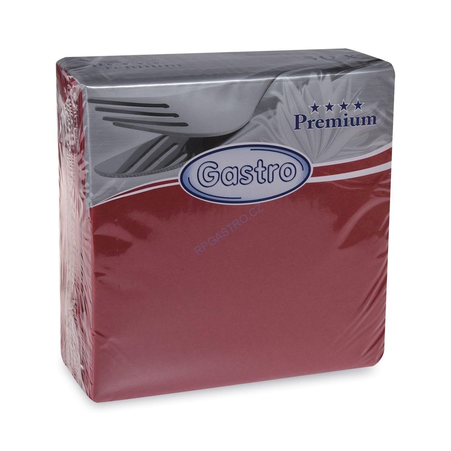 Ubrousky PREMIUM z netkané textilie bordové 40 x 40 cm [50 ks] (89108)