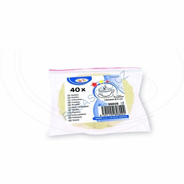 Rozetky do podšálku PREMIUM Ø 9 cm béžové [40 ks] (89809)