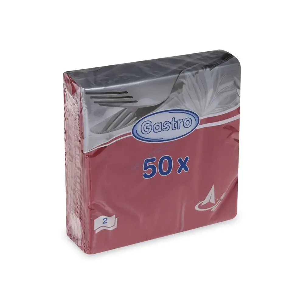 Ubrousky 2-vrstvé 33 x 33 cm bordové [50 ks] (86508)