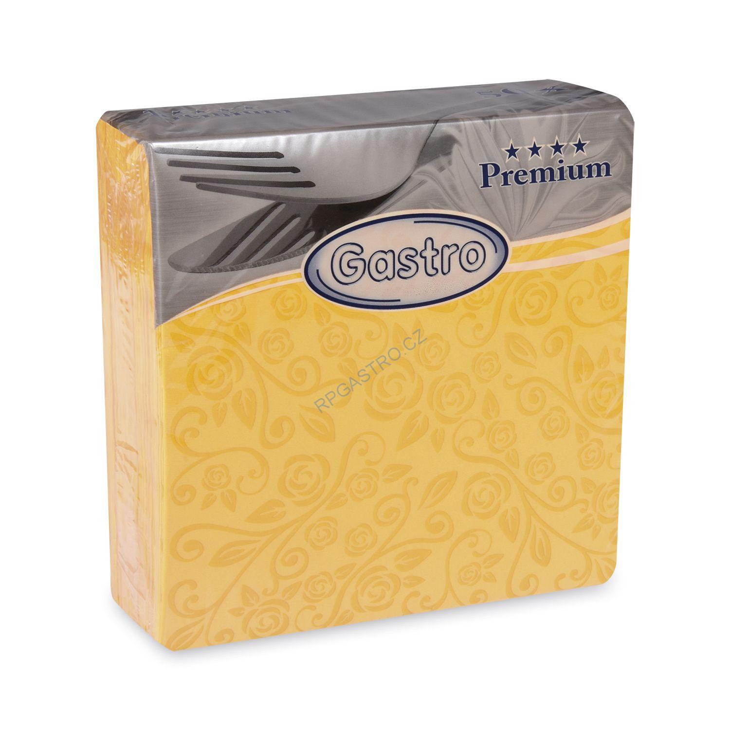 Ubrousky PREMIUM "dekor R" z netkané textilie žluté 40 x 40 cm [50 ks] (89205)