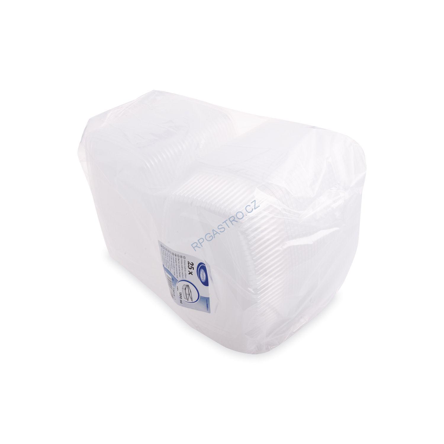 Miska oválná průhledná s víčkem 1500 ml (PP) [25 ks] (73815)