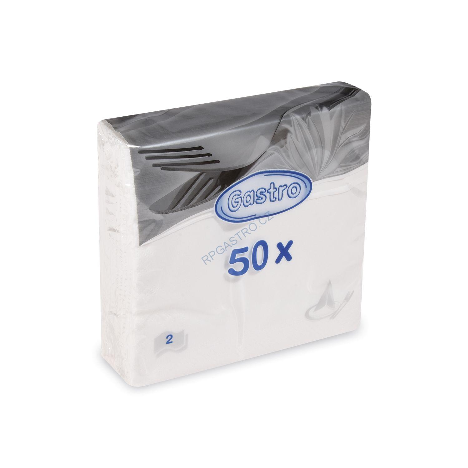 Ubrousky 2-vrstvé 33 x 33 cm bílé [50 ks] (86500)