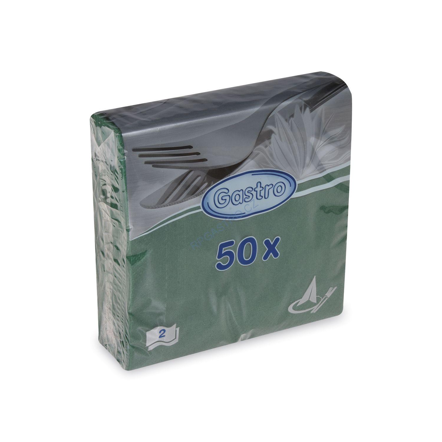 Ubrousky 2-vrstvé 33 x 33 cm tmavě zelené [50 ks] (86506)