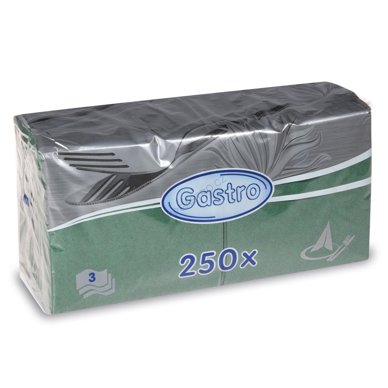 Ubrousky 3-vrstvé 40 x 40 cm tmavě zelené [250 ks] (88306)