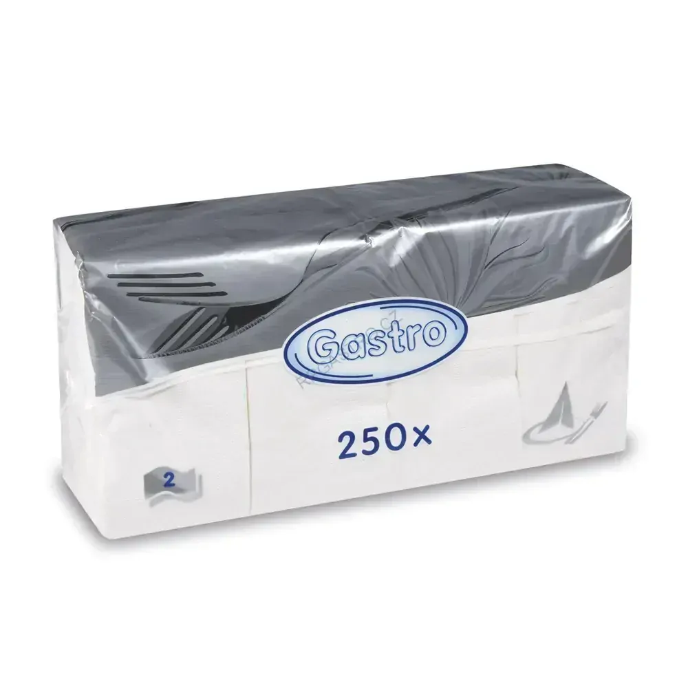 Ubrousky 2-vrstvé 33 x 33 cm bílé 1/8 skládané [250 ks] (86988)