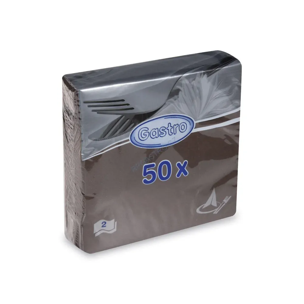 Ubrousky 2-vrstvé 33 x 33 cm hnědé [50 ks] (86521)