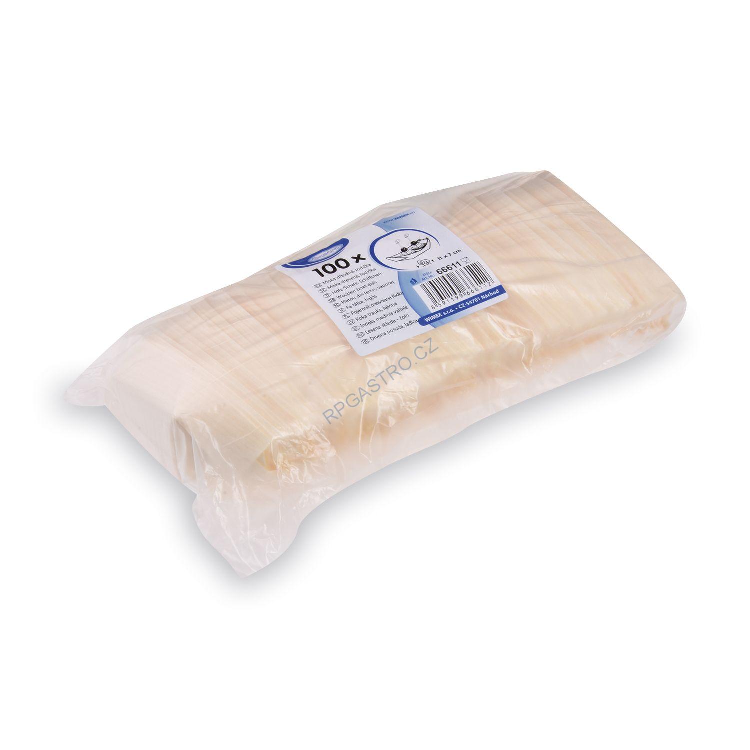 Fingerfood miska dřevěná, lodička 11 x 7 cm [100 ks] (66611)