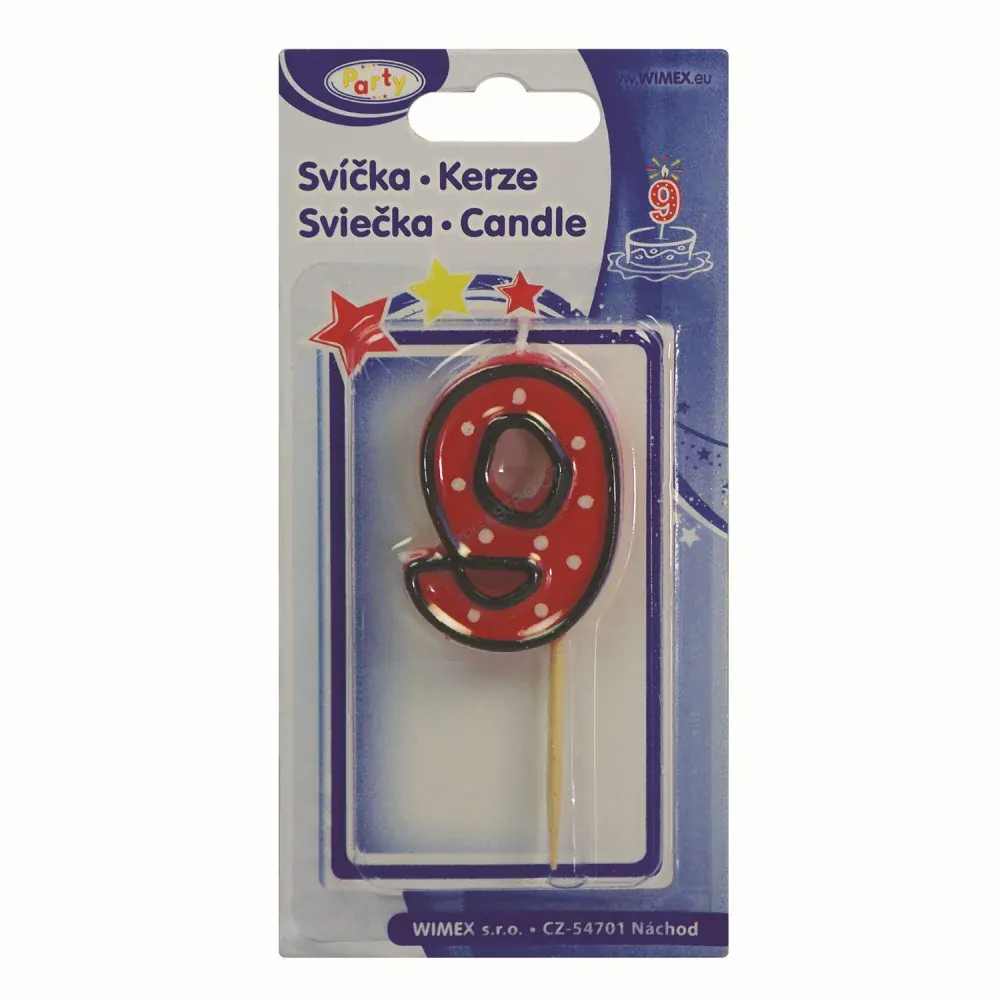 Číslová svíčka na špejli (9) 50 mm [1 ks] (37209)