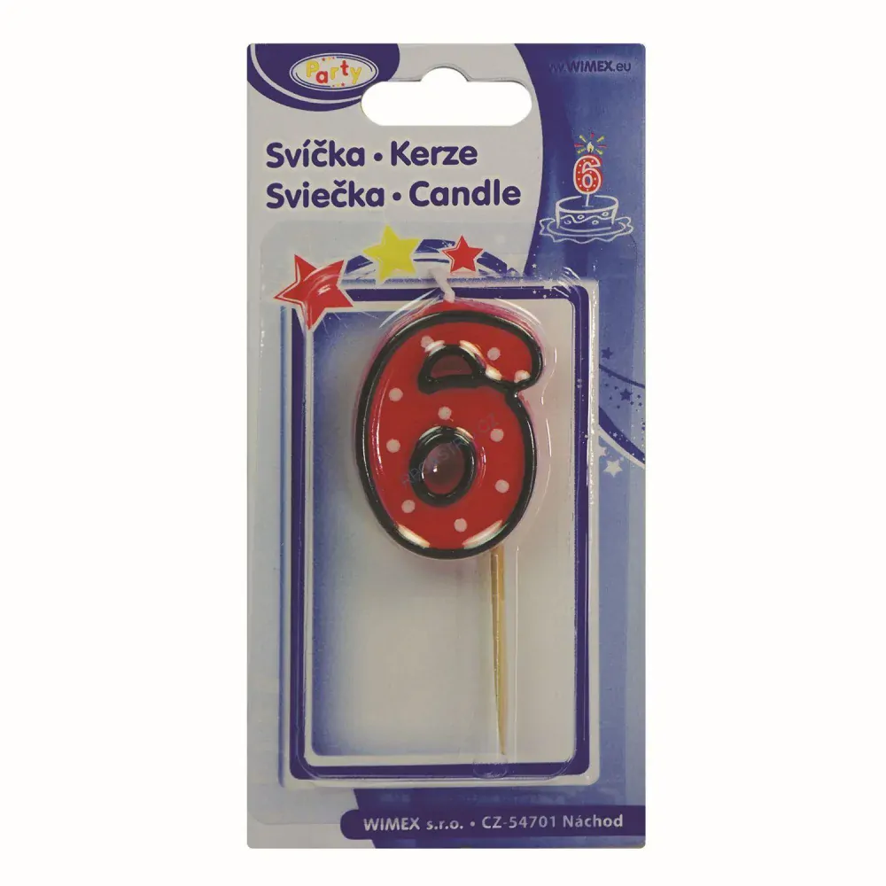 Číslová svíčka na špejli (6) 50 mm [1 ks] (37206)