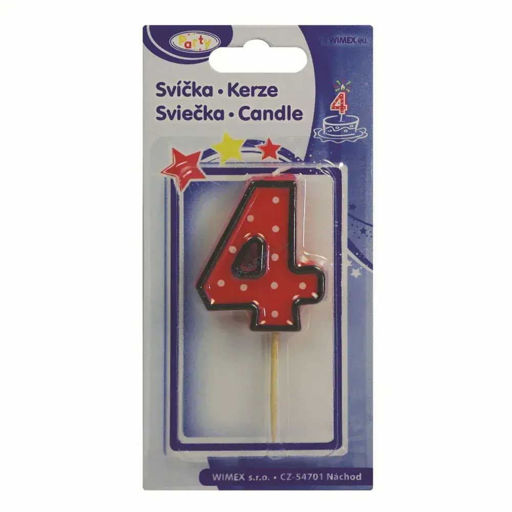 Číslová svíčka na špejli (4) 50 mm [1 ks] (37204)