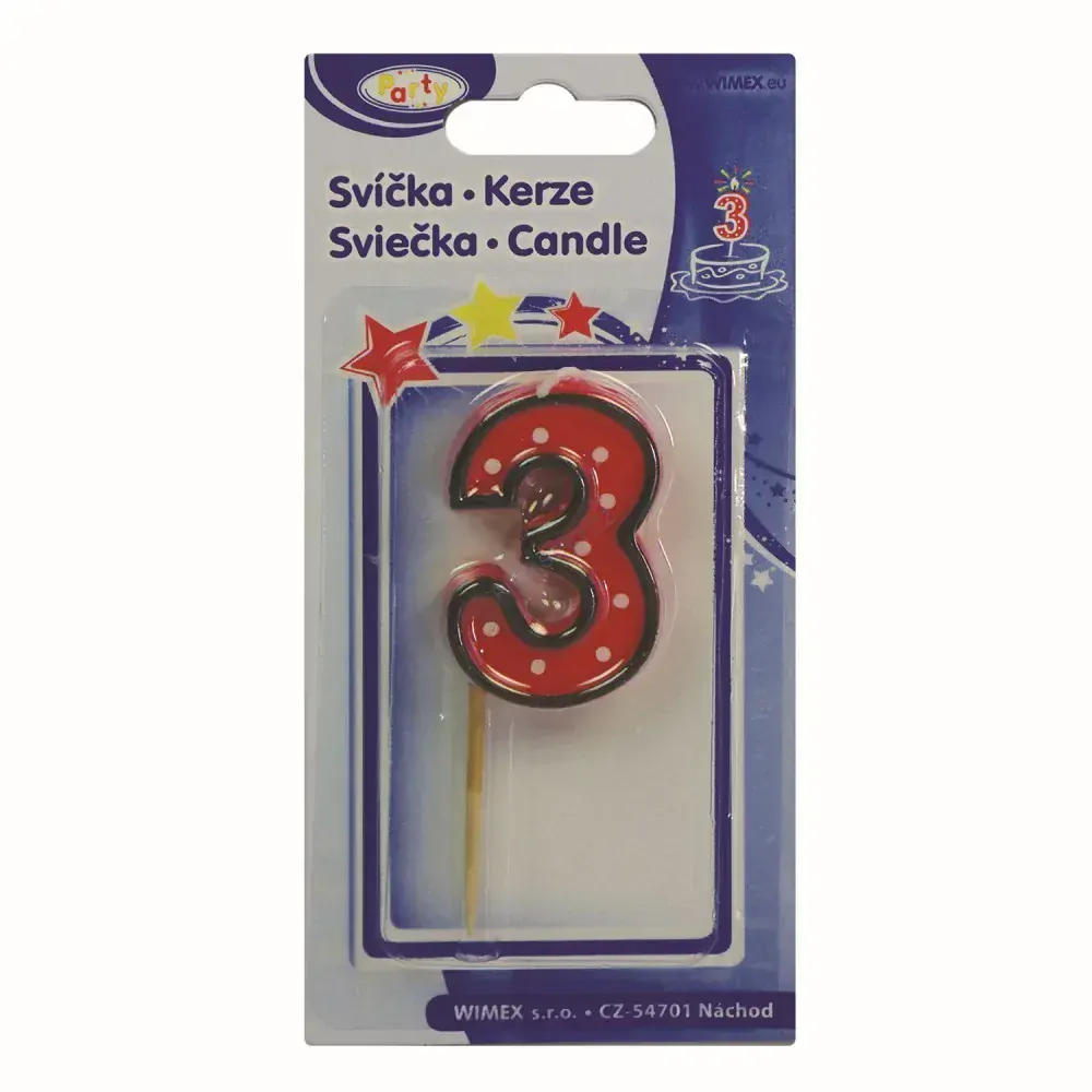 Číslová svíčka na špejli (3) 50 mm [1 ks] (37203)
