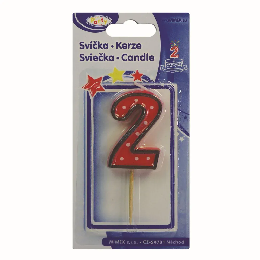 Číslová svíčka na špejli (2) 50 mm [1 ks] (37202)