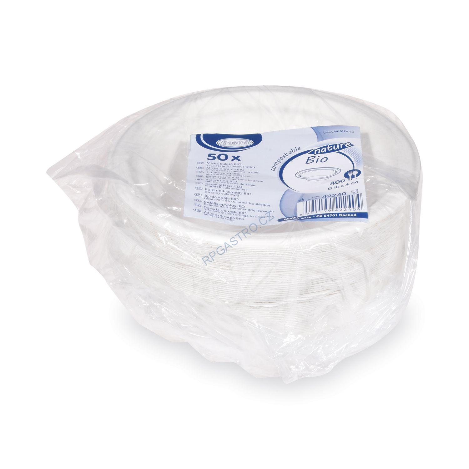 Miska kulatá BIO cukrová třtina 400 ml, Ø 18 x 4 cm [50 ks] (42240- 3C)