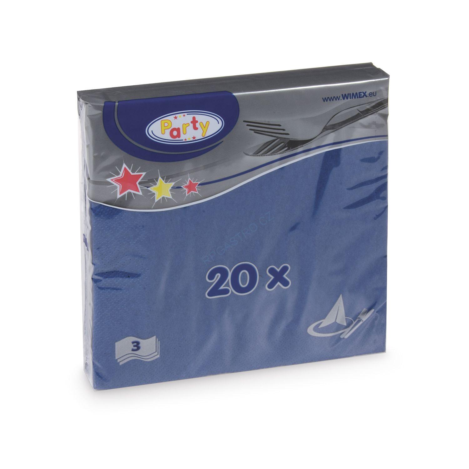 Ubrousky 3-vrstvé 33 x 33 cm tmavě modré [20 ks] (70703 - 5B)