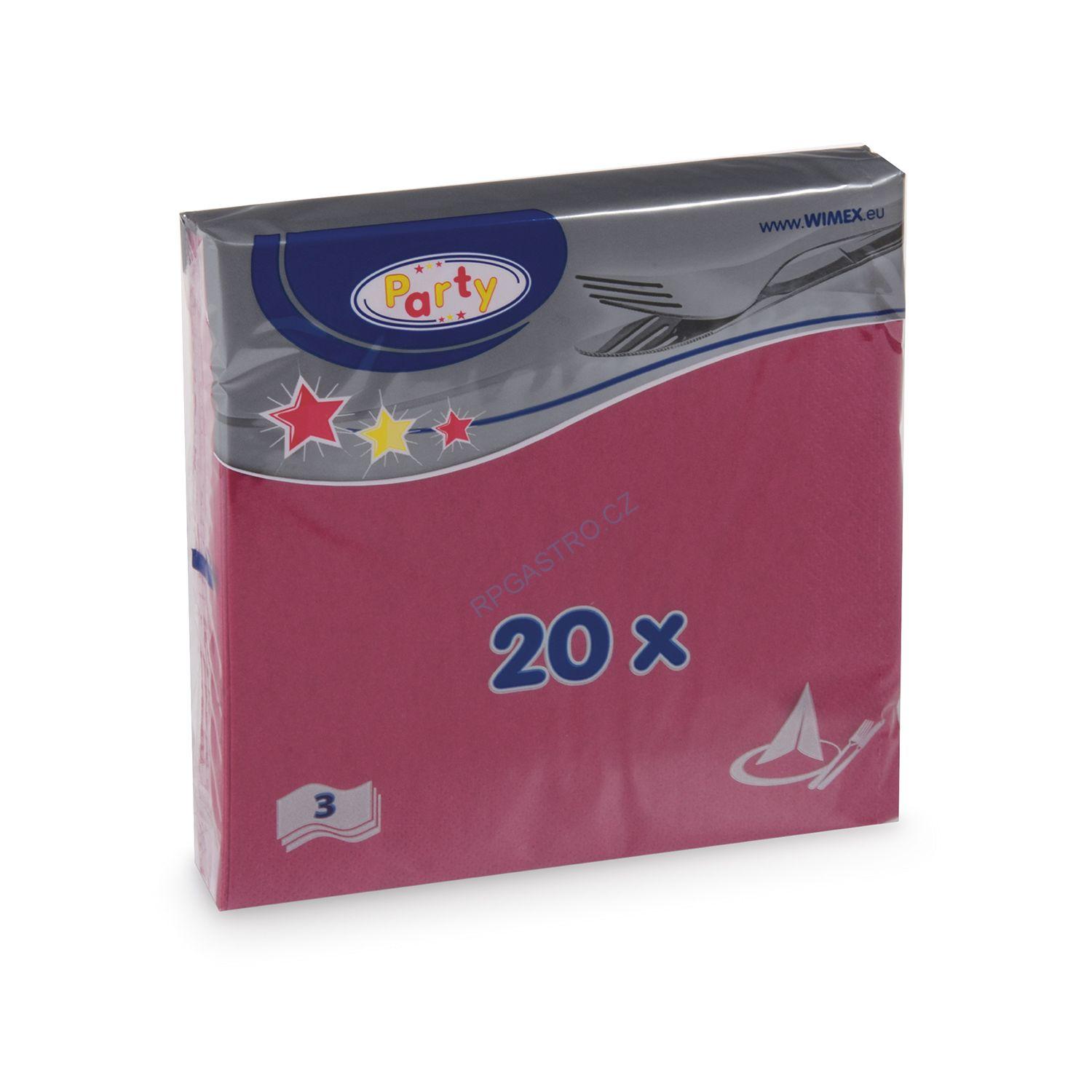 Ubrousky 3-vrstvé 33 x 33 cm bordové [20 ks] (70708 - 5B)