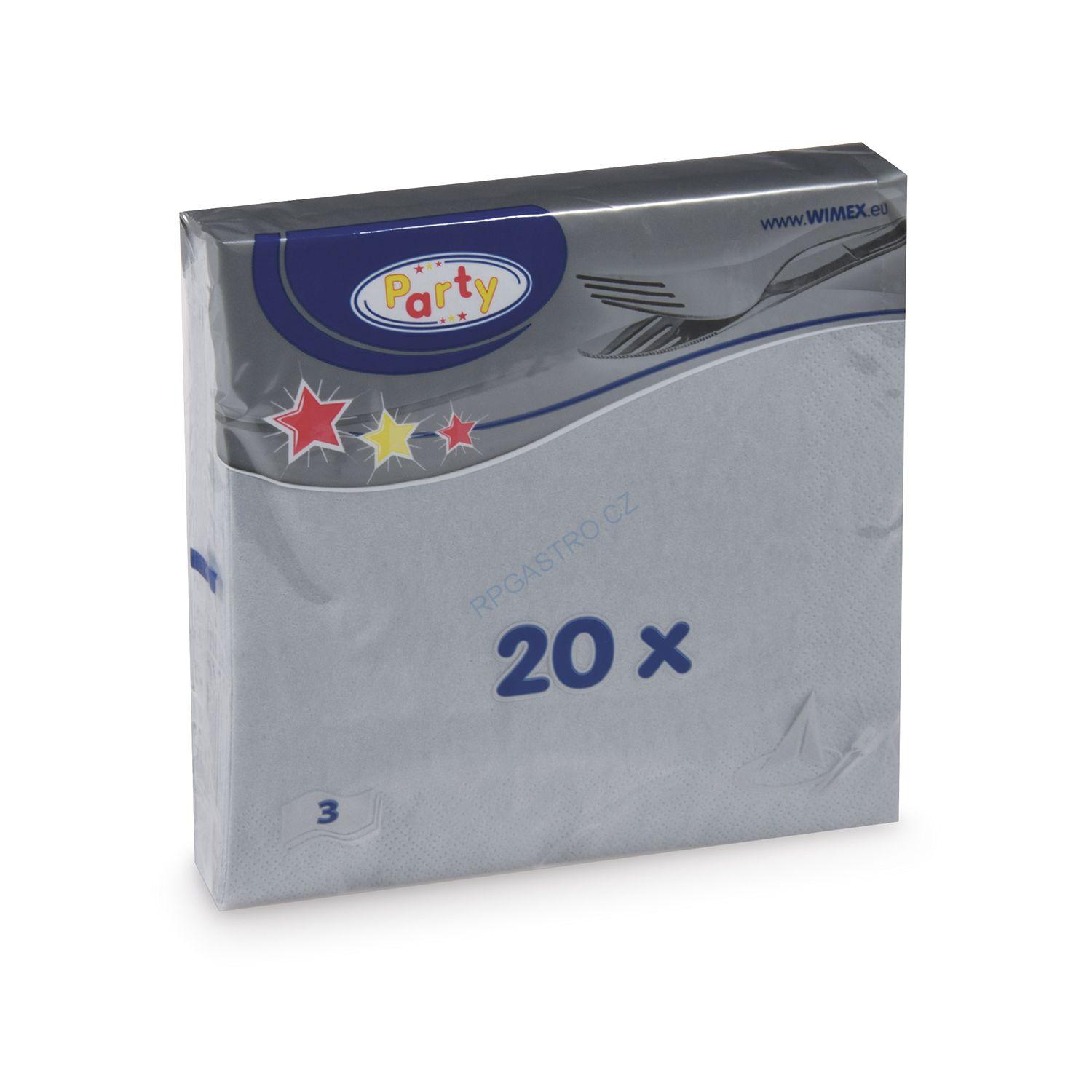 Ubrousky 3-vrstvé 33 x 33 cm šedé [20 ks] (70725 - 5B)