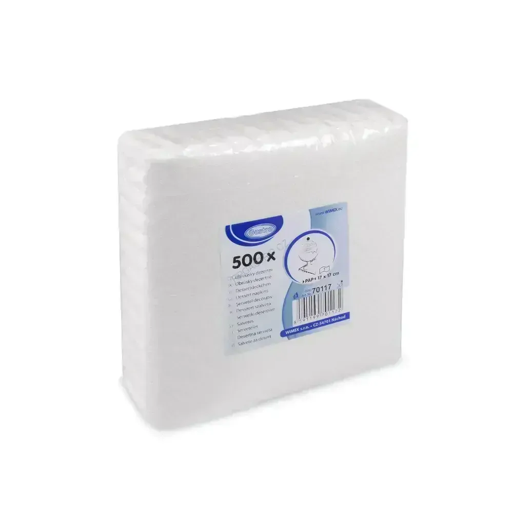 Ubrousky dezertní 1-vrstvé 17 x 17 cm bílé [500 ks] (70117 - 6N)