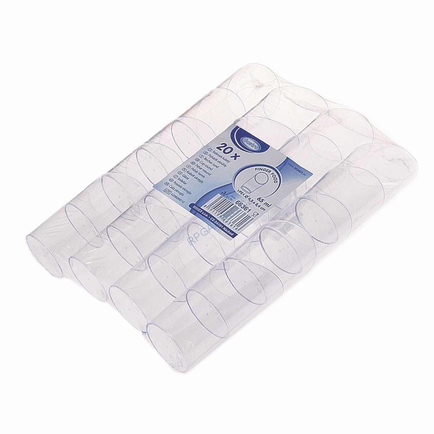 Fingerfood kelímek kulatý, čirý Ø 4,5 x 8,4 cm - 65 ml [20 ks] (66361 - CH3B)