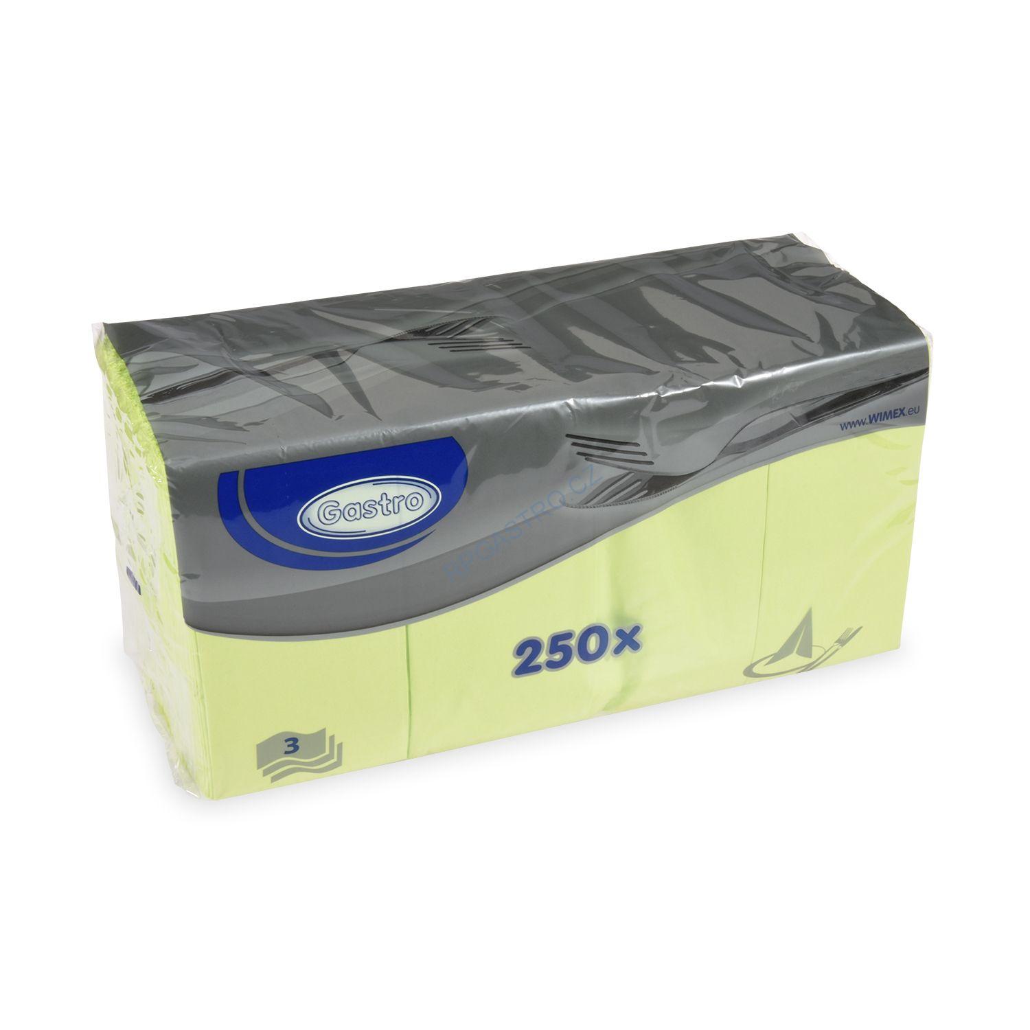 Ubrousky 3-vrstvé 33 x 33 cm, 1/8 skládané, žlutozelené [250 ks] (87917)