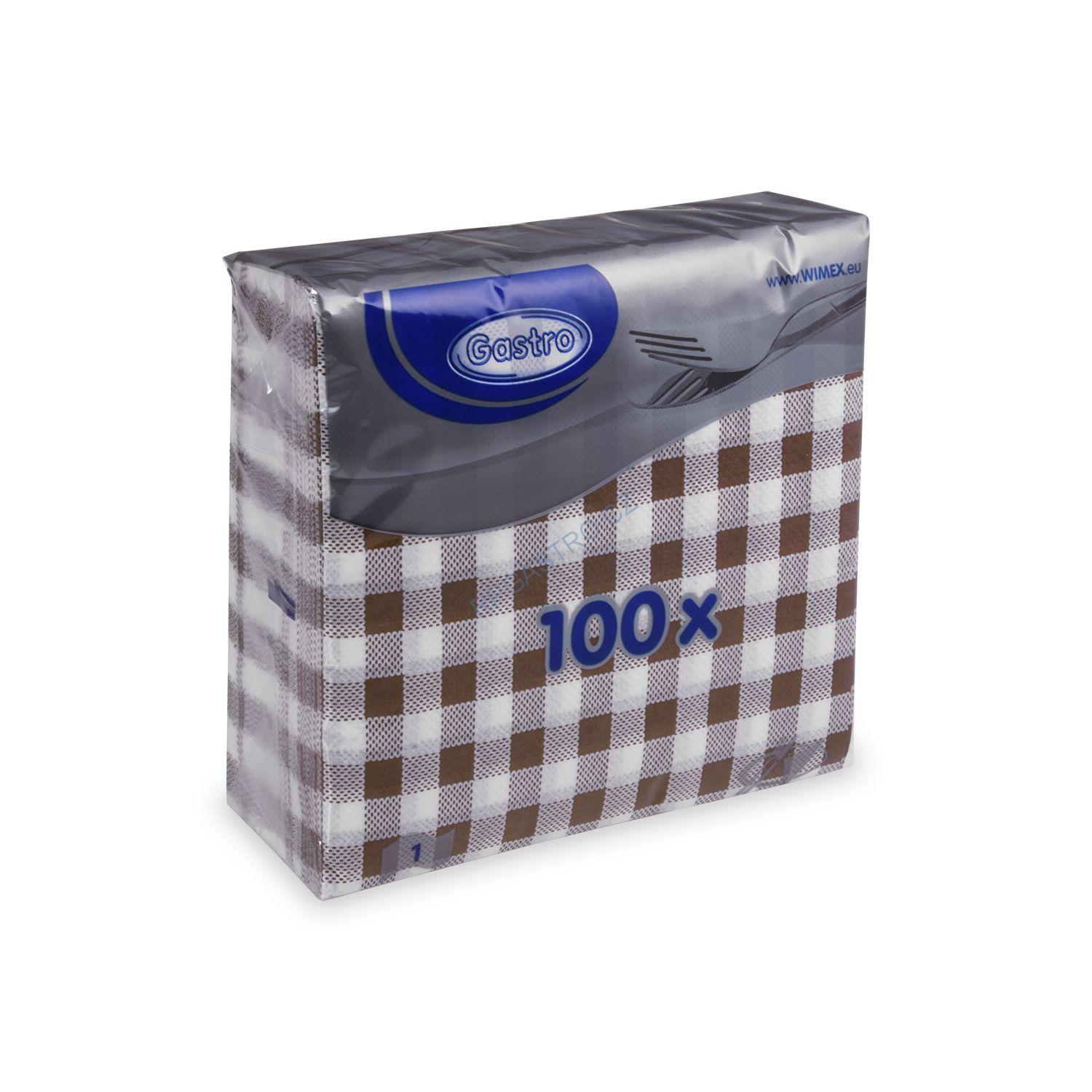 Ubrousky 1-vrstvé 33 x 33 cm KARO hnědé [100 ks] (70559 - E12A)