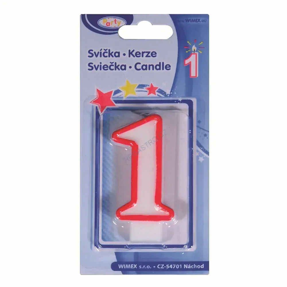 Číslová svíčka (1) 75 mm [1 ks] (37001 - 6D)
