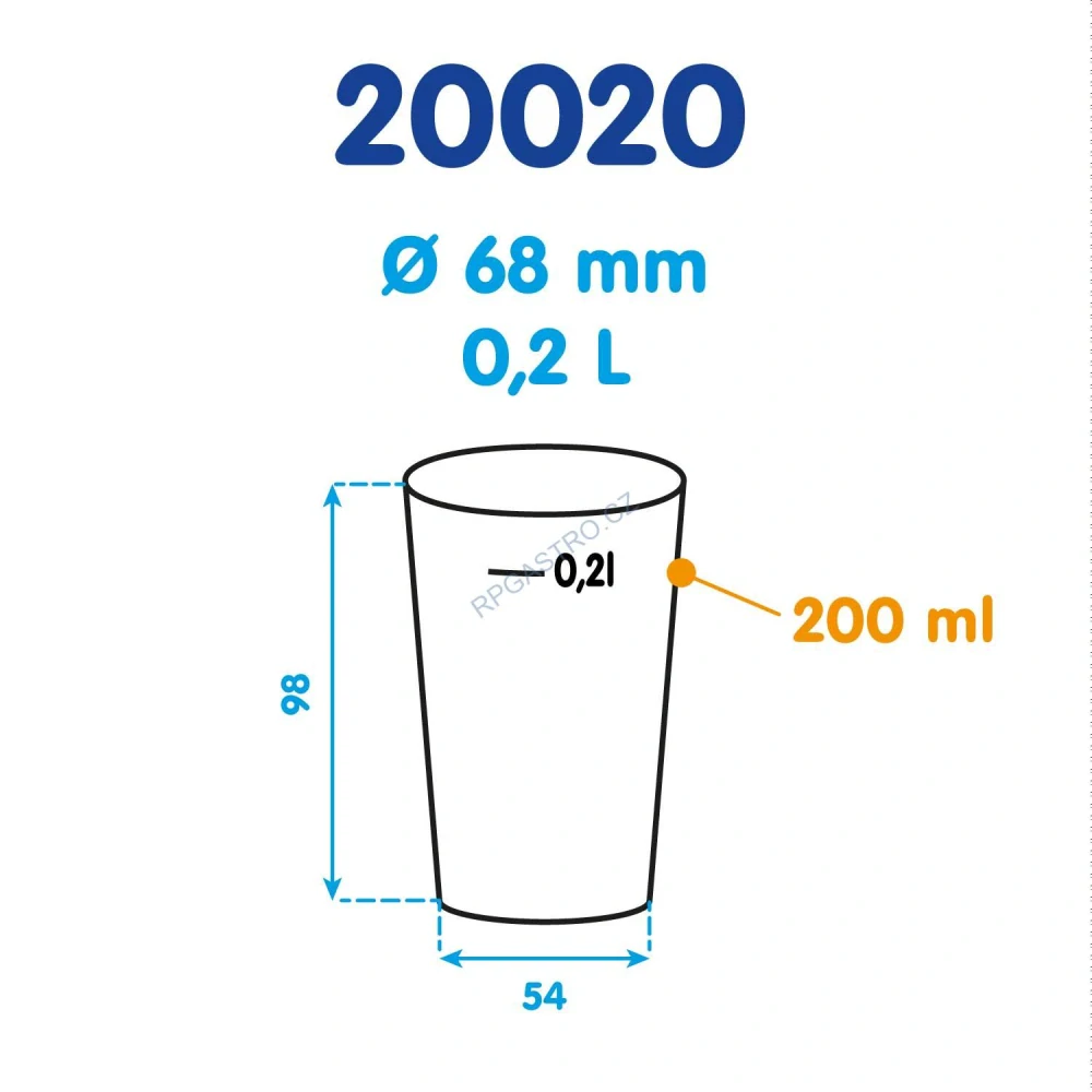 Kelímek vratný 0,2 l (PP) [40 ks] (20020)