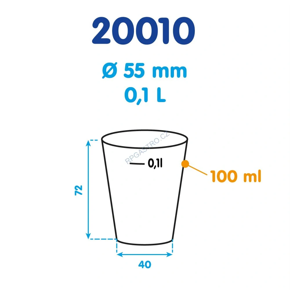 Kelímek vratný 0,1 l (PP) [40 ks] (20010)